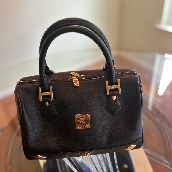 MCM Leather Studded Heritage Boston Bag - Picture 1 of 13